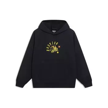 Толстовка-свитшот с капюшоном и принтом в виде букв Li Ning Anti-Five Series, унисекс, черная AWDT093-4 L