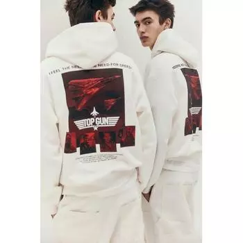 Толстовка свободного кроя HM кремового цвета Top Gun XL