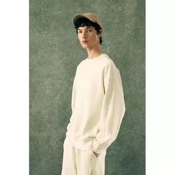 Толстовка свободного кроя HM Light Fit, бежевая M