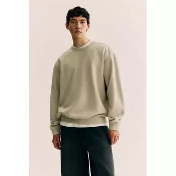 Толстовка свободного кроя HM Light Fit, бежевая XS