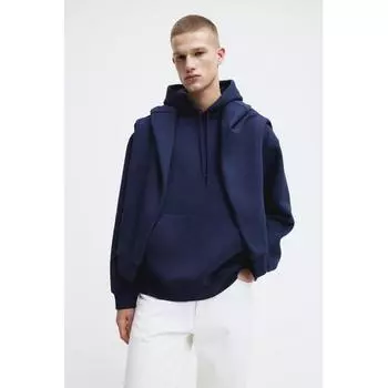 Толстовка свободного кроя HM темно-синего цвета XS