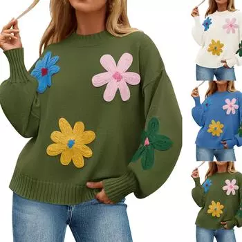 Толстовка свободного кроя с круглым вырезом для женщин, ребристый вельвет с длинным рукавом, повседневная рубашка для выхода, свободный крой, осенний пуловер S чёрный