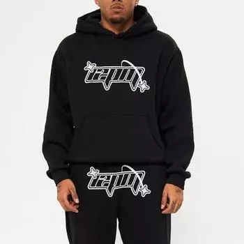 Толстовка свободного кроя с принтом в стиле хип-хоп и буквами Y2K для мужчин и женщин M чёрный