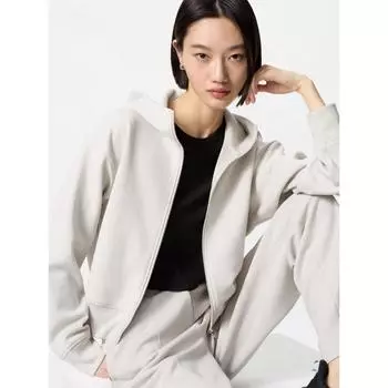 Толстовка Uniqlo Dry Sweat с капюшоном на молнии 02 LIGHT GRAY/WOMEN XS