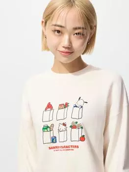 Толстовка Uniqlo SAnrio ChArActers A 01 OFF WHITE/WOMEN XS