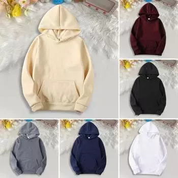 Толстовка унисекс с большим передним карманом, однотонная свободная толстовка с капюшоном, длинные рукава, повседневная спортивная толстовка с капюшоном S темно-серого