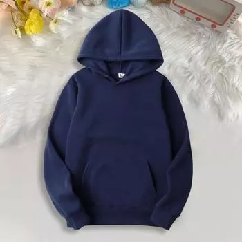 Толстовка унисекс с капюшоном, большим передним карманом, однотонная, свободная, с завязками на шнурке, длинная S темно-серого