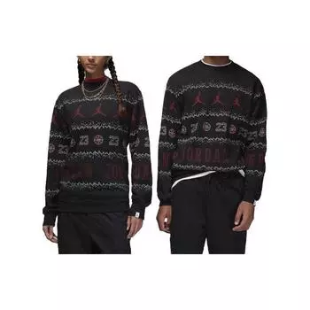 Толстовка унисекс в рубчик с круглым вырезом Jordan Essentials Holiday с логотипом, черная FD7463-010 L