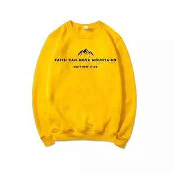 Толстовка «Вера может двигать горы», христианские толстовки с круглым вырезом, толстовка со стихами из Библии, толстовки с капюшоном «Вера Иисуса», уличная одежда, женский топ S белый