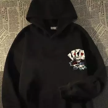 Толстовка в стиле панк, мужская модная повседневная толстовка с капюшоном, креативная толстовка с капюшоном в стиле покера, осенняя толстовка с капюшоном, мужской размер (S-3XL) Разноцветные топы, толстовки и свитшоты для мужчин S