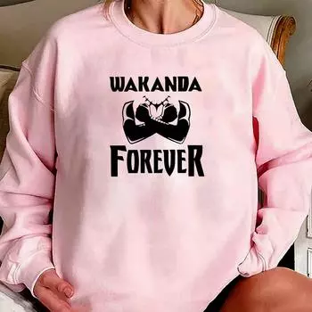 Толстовка Wakanda Forever King of Wakanda, толстовка с капюшоном, пантера, черный джемпер King, винтажные толстовки с круглым вырезом в стиле супергероя, хипстерские топы S белый