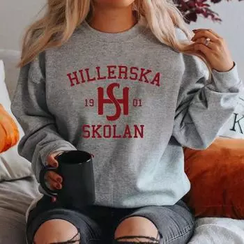 Толстовка Young Royals Hillerska Skolan Hillerska Skolan, женская толстовка с длинными рукавами, толстовки с рисунком, уличная одежда, топы S чёрный