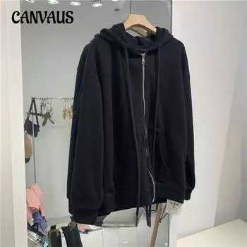 Толстовка женская большого размера Tide осень и зима кардиган повседневная тонкая секция капюшон куртка на молнии M фиолетовый