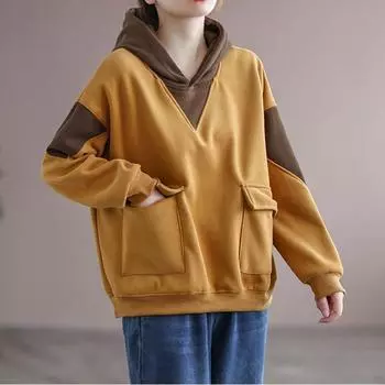Толстовка женская хлопковая блузка свободного покроя свободная повседневная кофта с капюшоном топы M