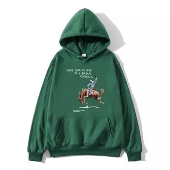 Толстовки Bad Bunny Album Nadie Sabe Lo Que Va Pasar Manana, толстовки Moletom с длинными рукавами Sudaderas, топы с графическим принтом S