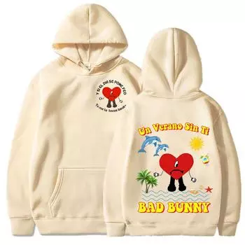 Толстовки Bad Bunny UN VERANO SIN TI, музыкальный альбом, толстовки с принтом в стиле хип-хоп, женская модная нейтральная толстовка унисекс, толстовка большого размера 2XL