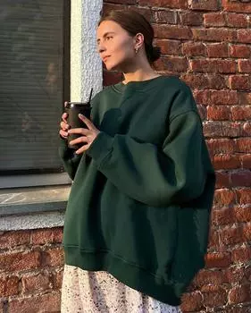 Толстовки большого размера для женщин, осенне-зимние толстые теплые флисовые толстовки для девочек, уличная одежда, свободные пуловеры S зелёный