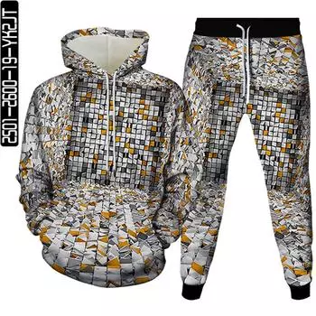 Толстовки + брюки, комплекты из 2 предметов, женская одежда, костюм с текстурой зебры, креативный красочный вихрь с забавным узором, мужской спортивный костюм с 3D принтом, S-6XL