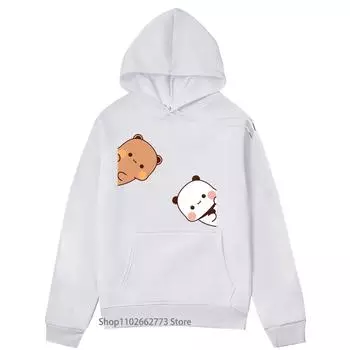Толстовки Bubu Dudu, парные топы, мультяшный медведь-панда, толстовка для женщин, кавайная одежда, корейский свитер Harajuku, весна, Sudadera S