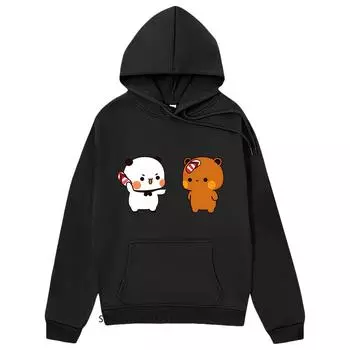 Толстовки Bubu и Dudu с капюшоном Panda Bear Love Graphic Sweatshirt Kawaii Cute Women Clothing Clothing Aesthetic Casual Korean Hoody S