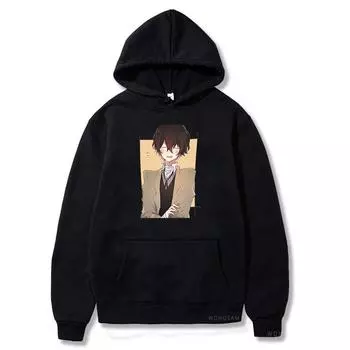 Толстовки Bungo Stray Dogs Dazai Osamu для мужчин и женщин, весенне-осенние черные топы, винтажные лоскутные толстовки унисекс в японском стиле S чёрный