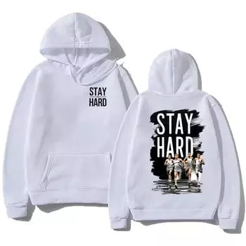 Толстовки David Goggins Stay Hard с длинным рукавом, унисекс, толстовки, флисовые универсальные пуловеры, одежда для активного отдыха с двухсторонним графическим принтом XS чёрный