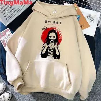 Толстовки Demon Slayer Kimetsu No Yaiba Nezuko унисекс 2021 с принтом Корейская уличная одежда унисекс толстовки с принтом толстовка унисекс с принтом L