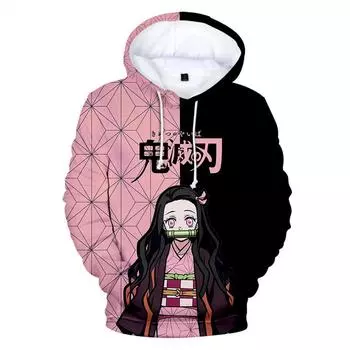 Толстовки для детей Толстовка с капюшоном Kawalii Cartoon Demon Slayer Print Fashion Осенняя верхняя одежда для детей и девочек Толстовки Топы 100