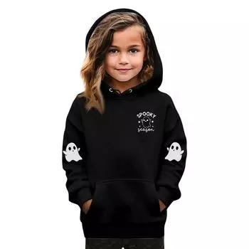 Толстовки для девочек-подростков Худи с длинным рукавом на шнурке Пуловер Милое худи оверсайз День Хэллоуина 120