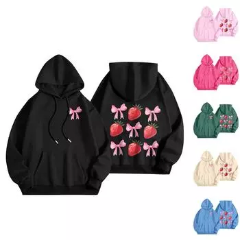 Толстовки для девочек-подростков с длинным рукавом и принтом букв, повседневные графические толстовки с капюшоном, пуловер с завязками, симпатичная толстовка большого размера