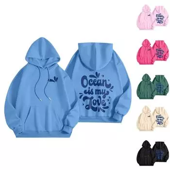 Толстовки для девочек-подростков с длинным рукавом и принтом букв, повседневные графические толстовки с капюшоном, пуловер с завязками, симпатичная толстовка большого размера XXL розовый