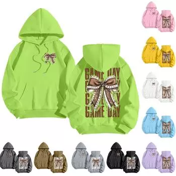 Толстовки для девочек-подростков с длинным рукавом и принтом букв, повседневные графические толстовки с капюшоном, пуловер с завязками, симпатичная толстовка большого размера