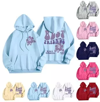 Толстовки для девочек-подростков с длинным рукавом и принтом букв, повседневные графические толстовки с капюшоном, пуловер с завязками, симпатичная толстовка большого размера XL