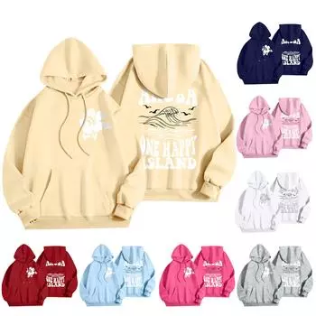 Толстовки для девочек-подростков с длинным рукавом и принтом букв, повседневные графические толстовки с капюшоном, пуловер с завязками, симпатичная толстовка большого размера L бежевый