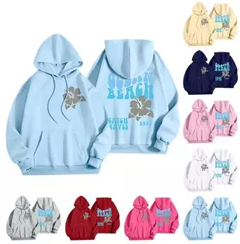 Толстовки для девочек-подростков с длинным рукавом и принтом букв, повседневные графические толстовки с капюшоном, пуловер с завязками, симпатичная толстовка большого размера XXL
