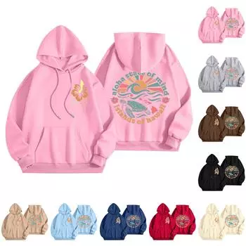 Толстовки для девочек-подростков с длинным рукавом и принтом букв, повседневные графические толстовки с капюшоном, пуловер с завязками, симпатичная толстовка большого размера S