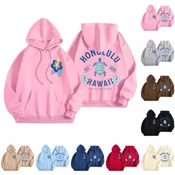 Толстовки для девочек-подростков с длинным рукавом и принтом букв, повседневные графические толстовки с капюшоном, пуловер с завязками, симпатичная толстовка большого размера L чёрный