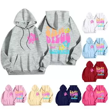 Толстовки для девочек-подростков с длинным рукавом и принтом букв, повседневные графические толстовки с капюшоном, пуловер с завязками, симпатичная толстовка большого размера M белый
