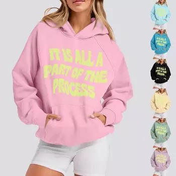 Толстовки для девочек-подростков с длинным рукавом и принтом букв, повседневные графические толстовки с капюшоном, пуловер с завязками, симпатичная толстовка большого размера XXL