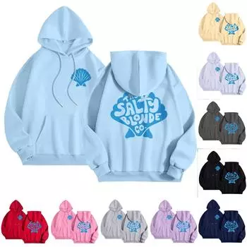 Толстовки для девочек-подростков с длинным рукавом и принтом букв, повседневные графические толстовки с капюшоном, пуловер с завязками, симпатичная толстовка большого размера L бежевый