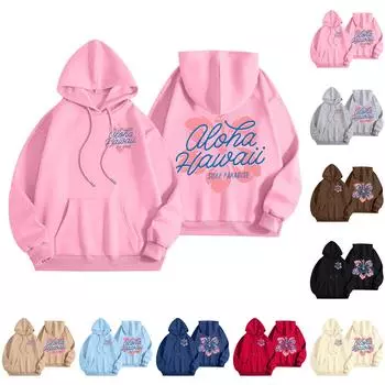 Толстовки для девочек-подростков с длинным рукавом и принтом букв, повседневные графические толстовки с капюшоном, пуловер с завязками, симпатичная толстовка большого размера S хаки