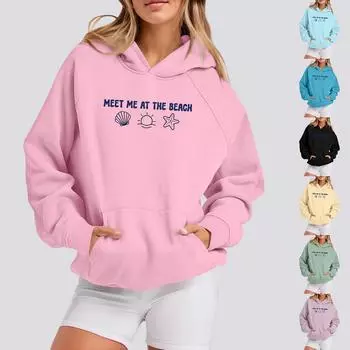 Толстовки для девочек-подростков с длинным рукавом и принтом букв, повседневные графические толстовки с капюшоном, пуловер с завязками, симпатичная толстовка большого размера XL