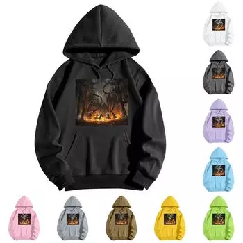 Толстовки для девочек-подростков с длинным рукавом и принтом, повседневные толстовки с графическим принтом, пуловер на шнурке, симпатичная толстовка большого размера M розовый