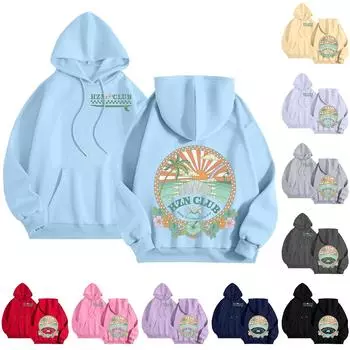 Толстовки для девочек-подростков с длинным рукавом и принтом букв, повседневные графические толстовки с капюшоном, пуловер с завязками, симпатичная толстовка большого размера L бежевый