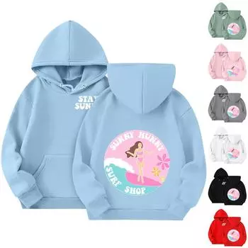 Толстовки для девочек-подростков с длинным рукавом и принтом букв, повседневные графические толстовки с капюшоном, пуловер с завязками, симпатичная толстовка большого размера 160