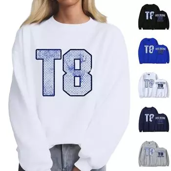 Толстовки для девочек-подростков с длинным рукавом и принтом букв, повседневные графические толстовки с капюшоном, пуловер с завязками, симпатичная толстовка большого размера L чёрный