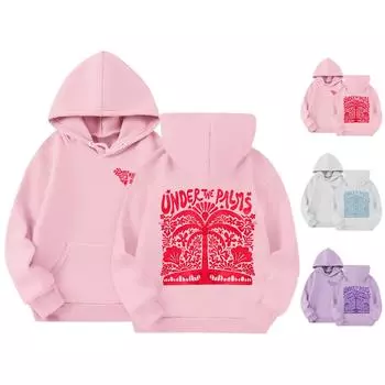 Толстовки для девочек-подростков с графическим принтом и буквами, повседневные толстовки с длинным рукавом и завязками, симпатичная толстовка большого размера 110 розовый