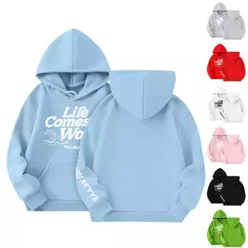 Толстовки для девочек-подростков с графическим принтом и буквами, повседневные толстовки с длинным рукавом и завязками, симпатичная толстовка большого размера 150 белый