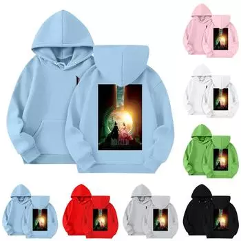 Толстовки для девочек-подростков, толстовки с длинным рукавом, пуловер на шнурке, симпатичная толстовка большого размера 3-14 лет 150 чёрный