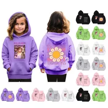 Толстовки для девочек-подростков, толстовки с длинным рукавом, пуловер с завязками, симпатичная толстовка большого размера 140